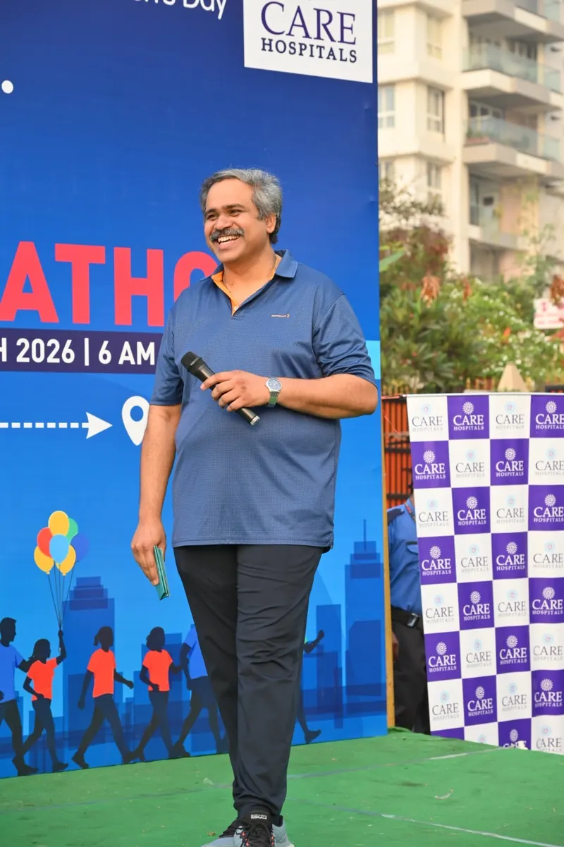 Dr Ravi Vattipalli at a Care Hospitals walkathon event in 2026